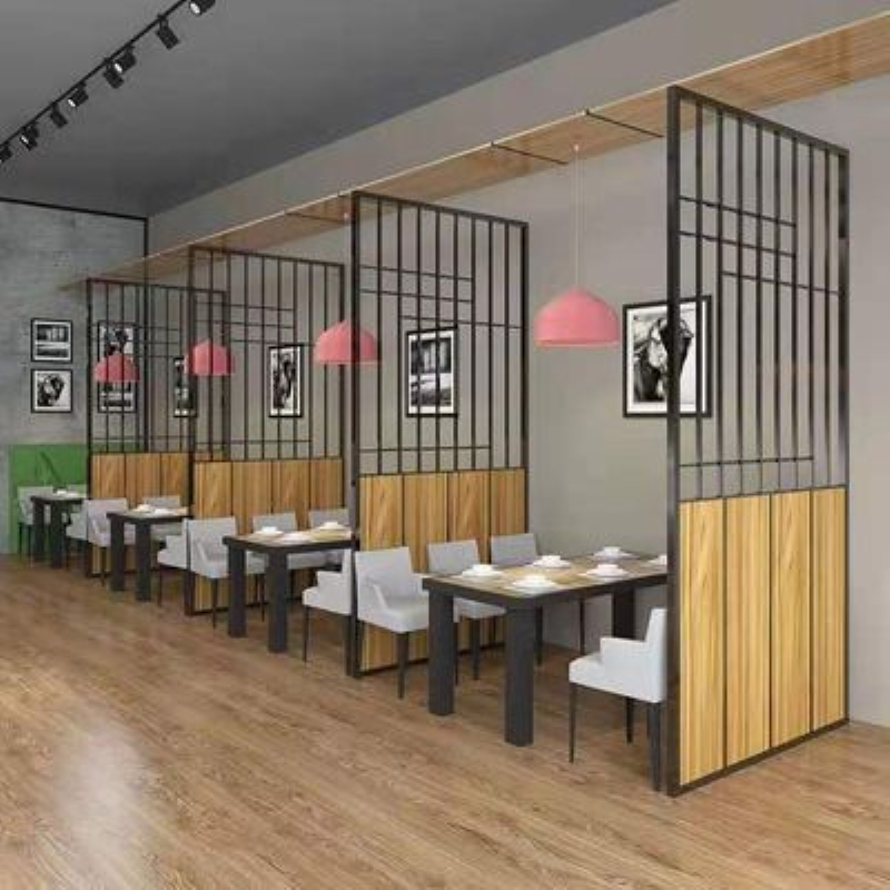 工业风铁艺屏风火锅店饭店餐厅酒吧包间隔断卡座镂空装饰网格玄关款式