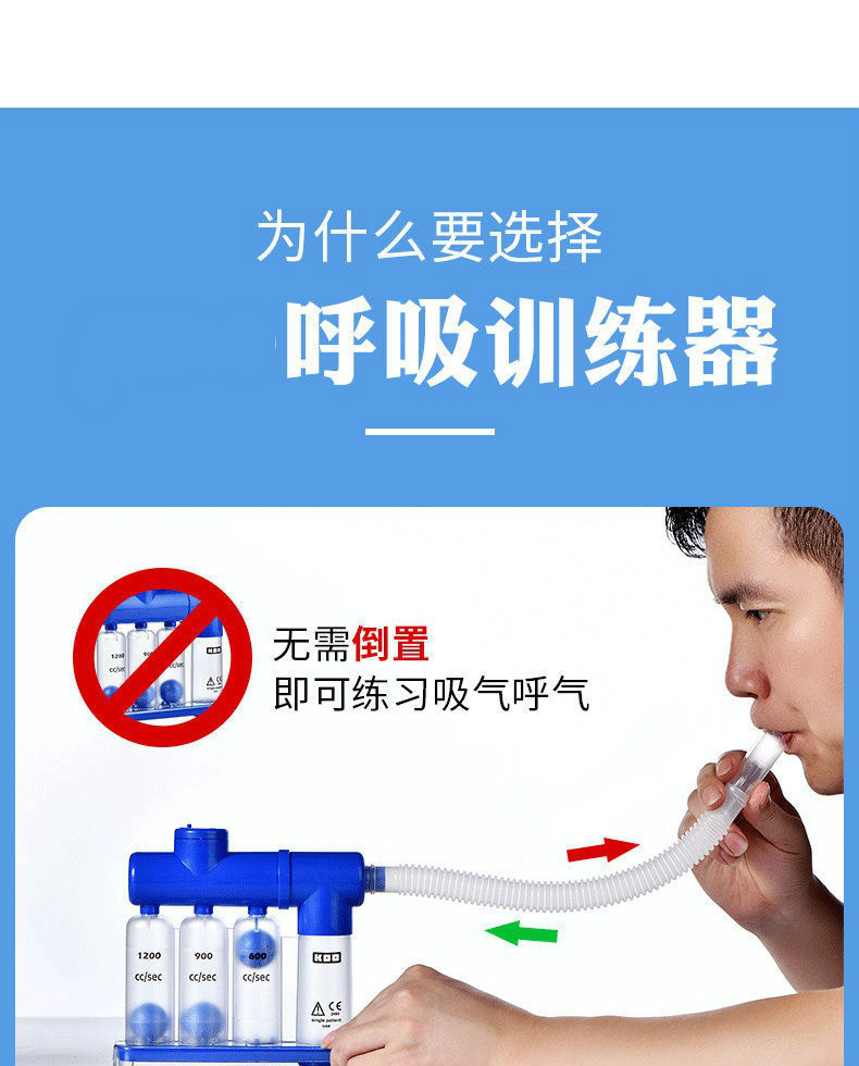 呼吸训练器单球肺活量锻炼器肺功能吸气康复一球仪两套训练器特惠装4