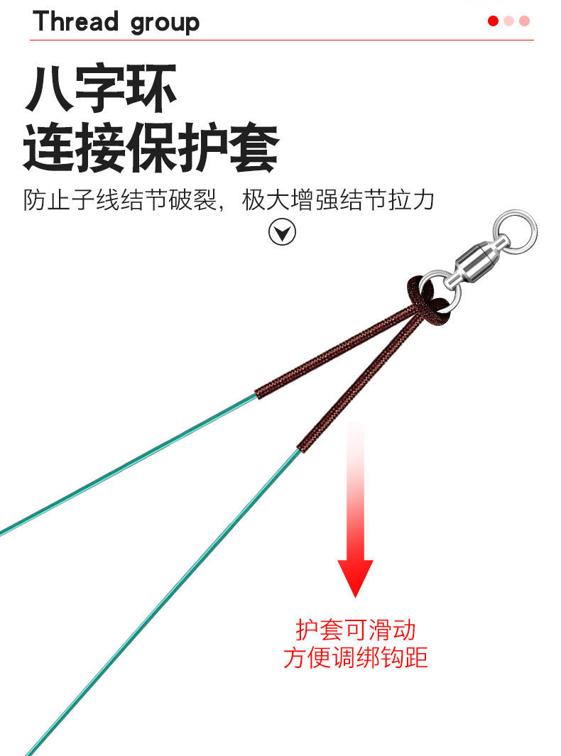 jmisi绑好大物子线双钩巨物三护钩青鱼鲟鱼子线双钩歪嘴钩成品3副装大