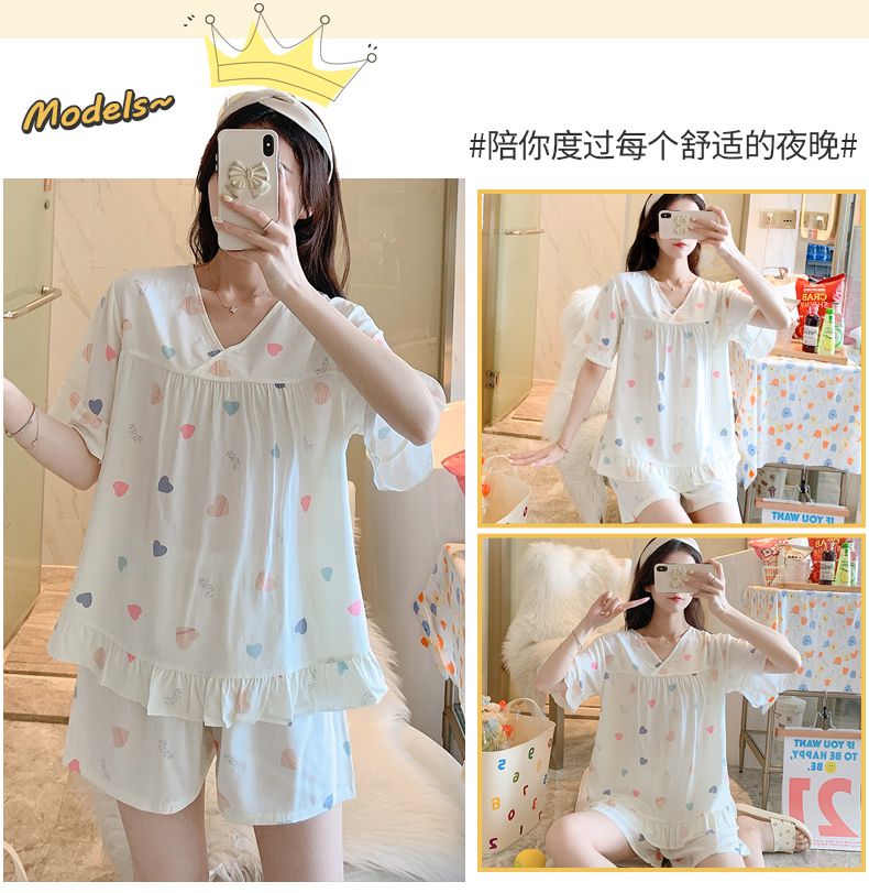 初中生高中生少女睡衣短袖棉绸睡衣女夏季薄款日系学生套装夏天可外穿