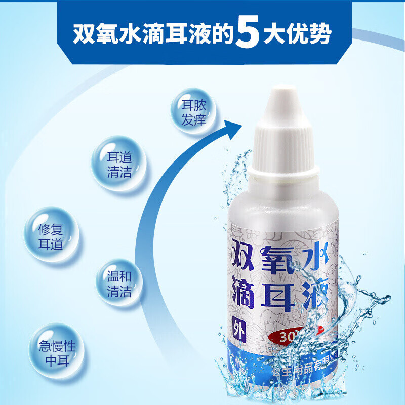 双氧水滴耳液人用洗耳液清洁耳朵中耳外耳道化脓消毒液【图片 价格
