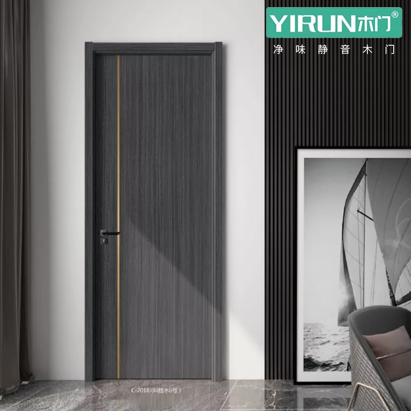 yirun木门门业c2018科技木6号室内厨房门简约卧室门客厅书房门套装门