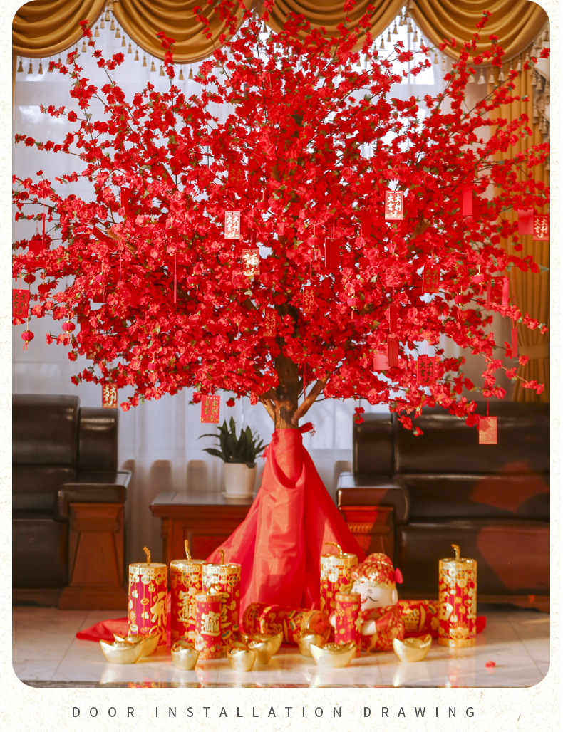细细木语仿真桃花树假桃树大型室内装饰新年祈福红包许愿树婚庆造景