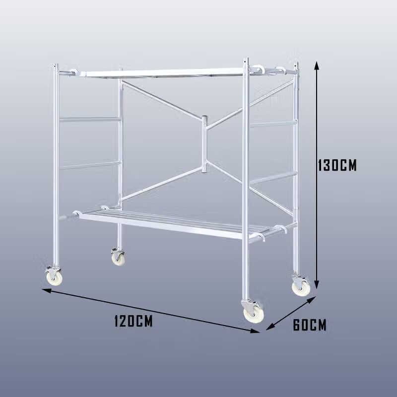 曼调 不锈钢折叠脚手架简易脚手架拼接平台脚手架带轮子可移动便携