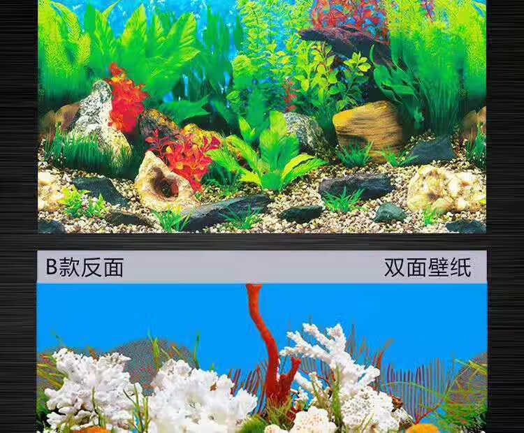 鱼缸背景贴纸高清图3d立体水族鱼缸壁纸造景装饰珊瑚石纸画背景画a款