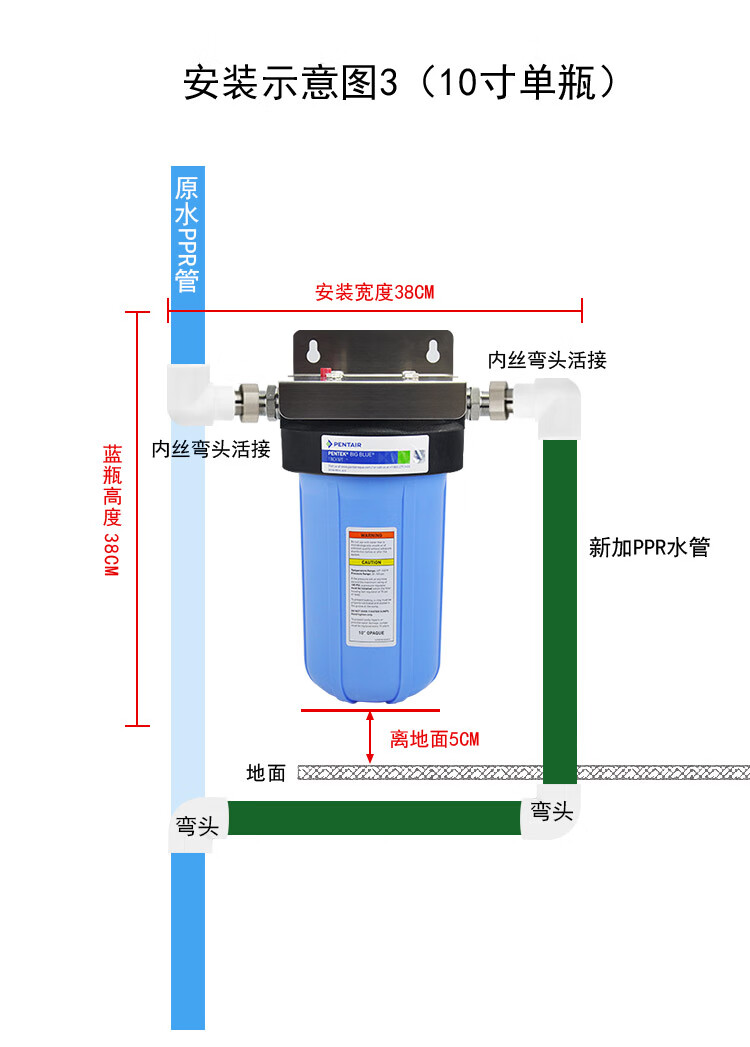 滨特尔大蓝瓶前置过滤器滨特尔大蓝瓶大流量全屋净水器家用净水大胖滤