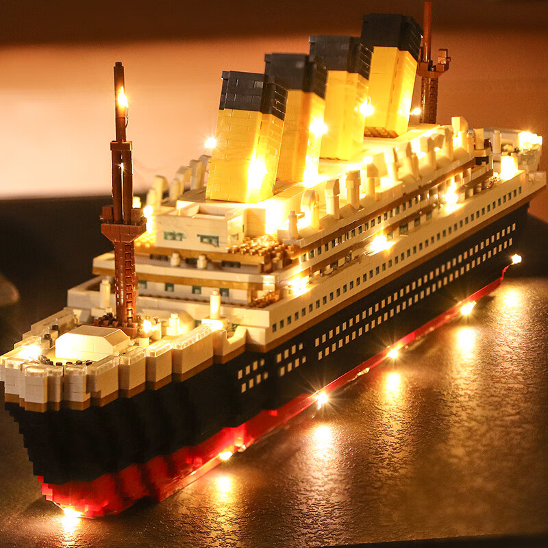 乐高lego积木泰坦尼克号沉船模型男孩子拼装玩具成人高难度瓶中船中号