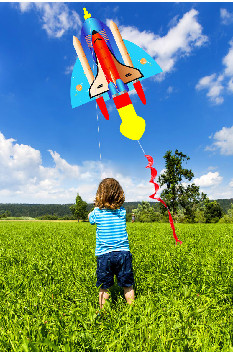 潍坊风筝儿童卡通小火箭风筝飞机风筝大人风筝2022年新款微风易飞小