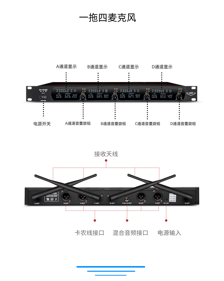 sywdei斯文迪无线会议话筒一拖四鹅颈台式视频会议室专用一拖八耳麦头