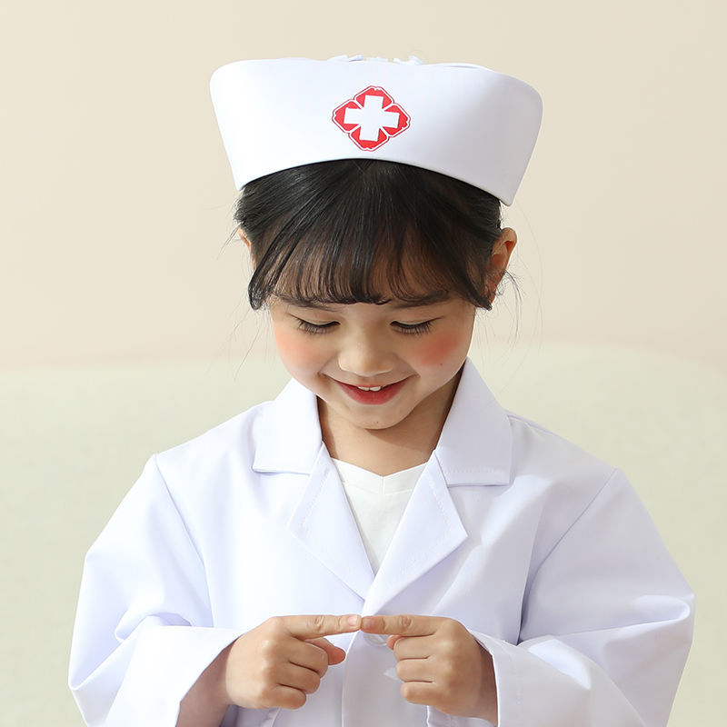 护士燕尾帽儿童护士帽粉色儿童过家家角色扮演护士帽燕尾帽可调节粉色