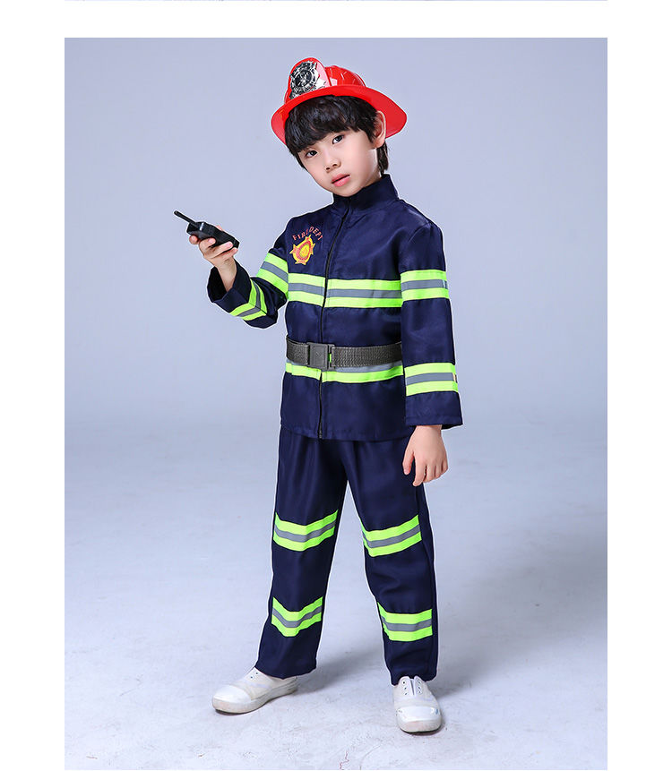 沙筱奕儿童消防服套装小消防员衣服表演儿童消防员表演服儿童消防演出