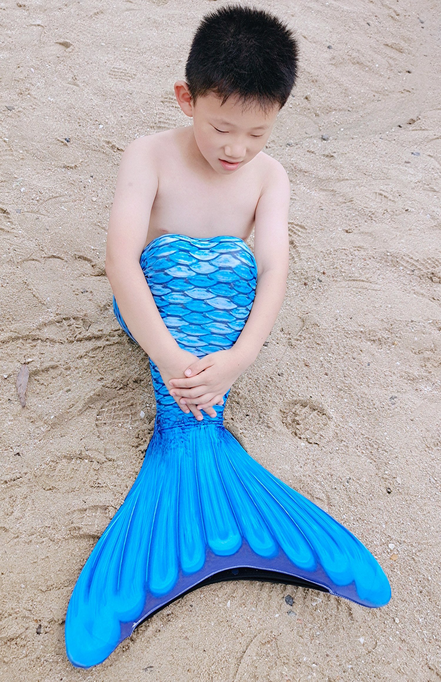 原雪绘suny男生的美人鱼尾巴男童男孩泳衣泳装服装衣服儿童人鱼拍照