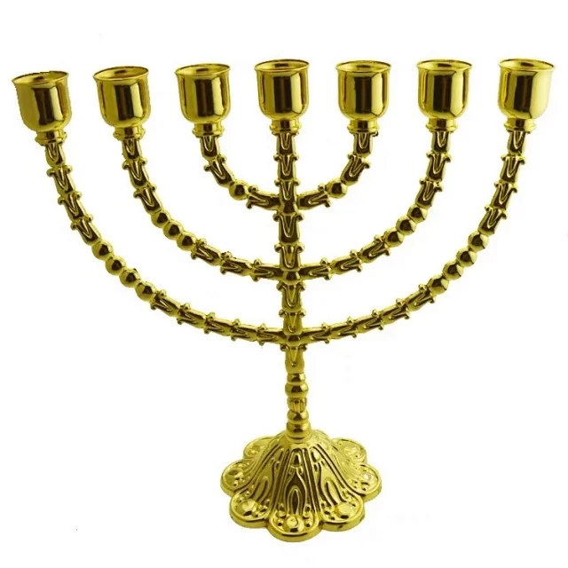 超大七头九头蜡烛台犹太教宗教摆件合金浪漫居家金灯台尺寸125105颜色