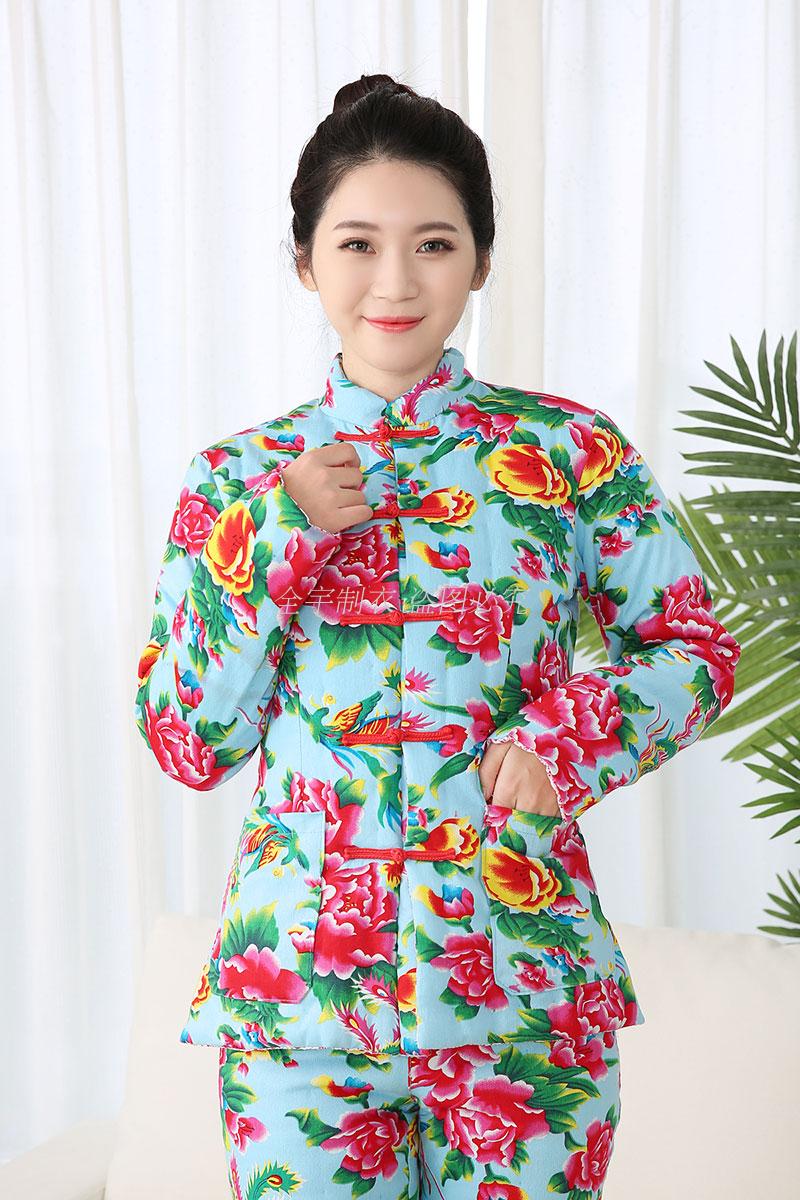 花棉袄女冬成人手工棉衣东北大花布纯棉花妈妈棉袄居家服加厚大号纯棉