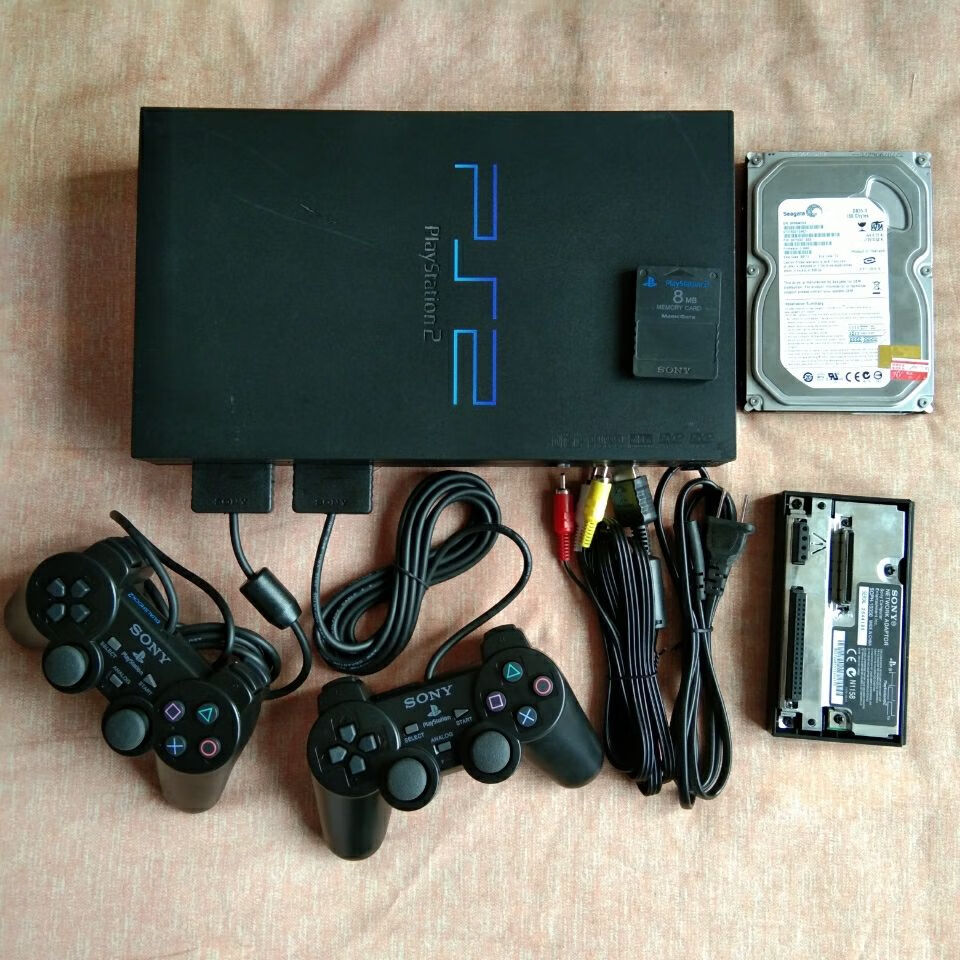 ps2游戏机35万厚机硬盘机全套2个手柄都是收到就可以玩了光驱版