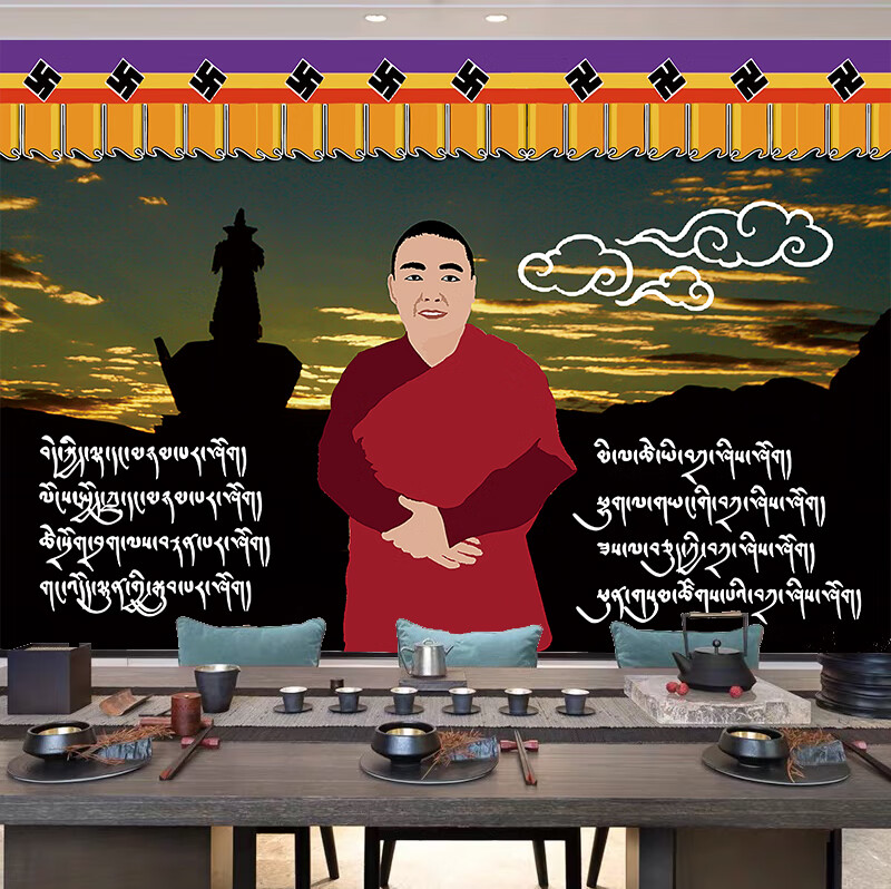 藏饰挂布藏式定制挂布民族风布达拉宫藏族背景布挂布墙画饰藏式43横版