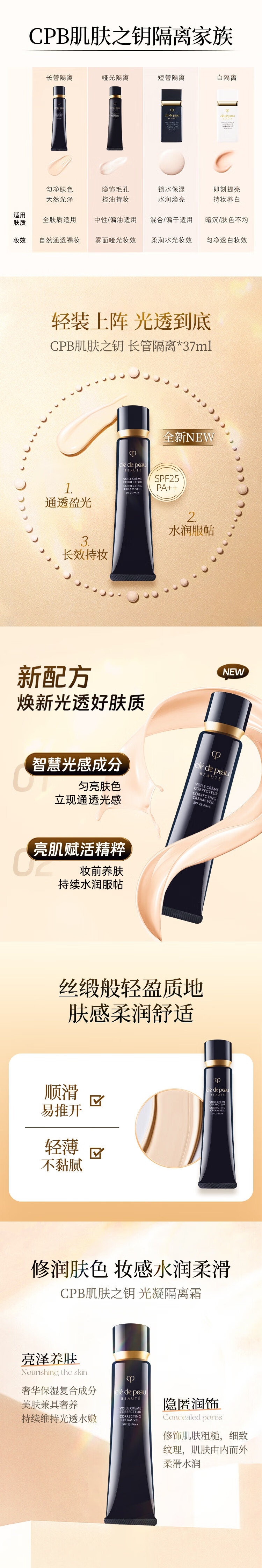 肌肤之钥（Cle de Peau）CPB隔离霜钻石光感妆前隔离防晒二合一保湿提亮乳 中秋节礼物 CPB长管隔离钻石光感隔离37ml