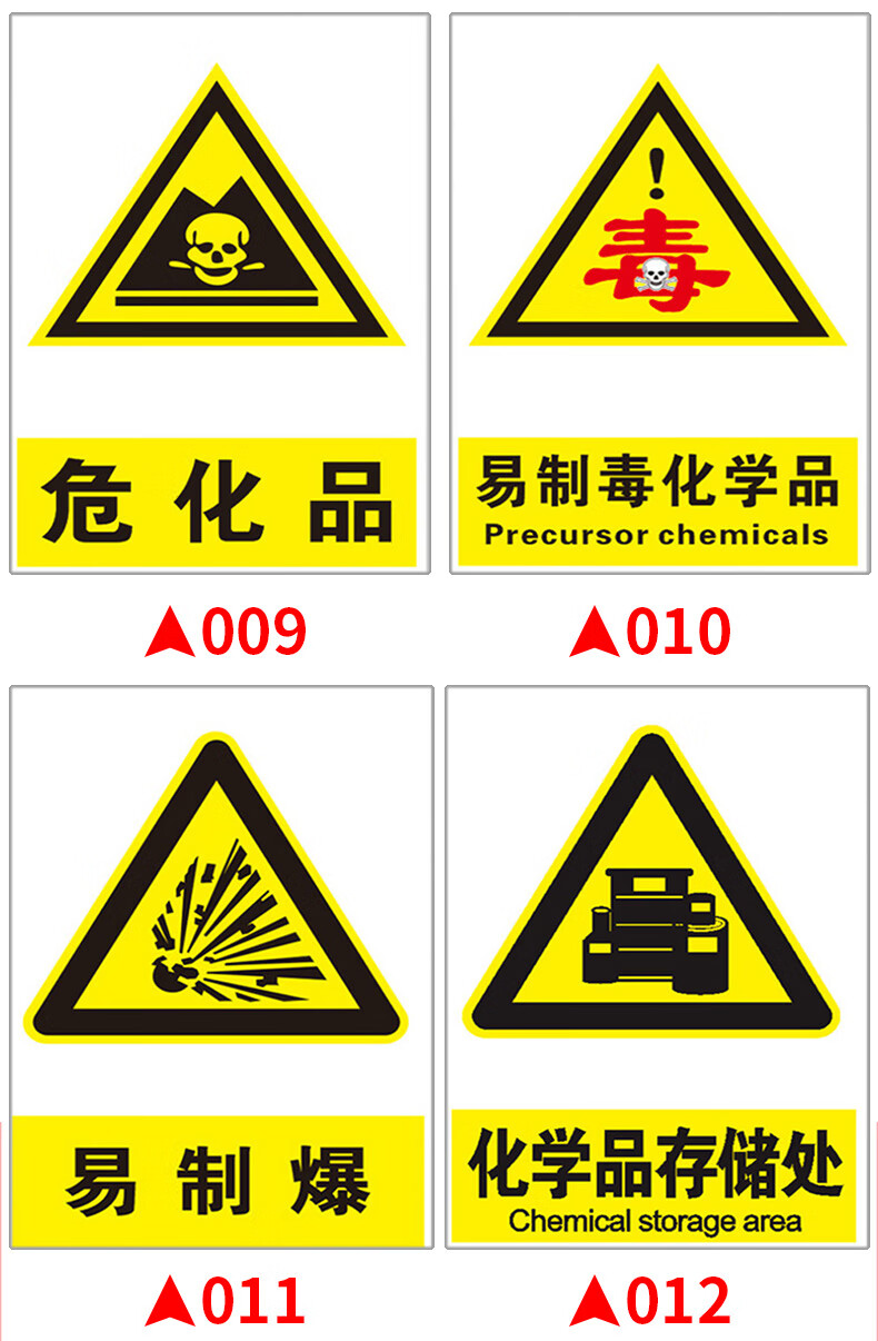 化工厂区域危险废物标示警示牌可危化品标识牌pvc板3张优惠装20x30cm