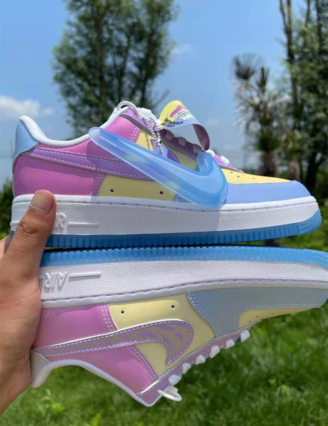 af1空军一号女热感应aj女鞋秋季莆田正版变色低帮休闲运动板鞋女白蓝