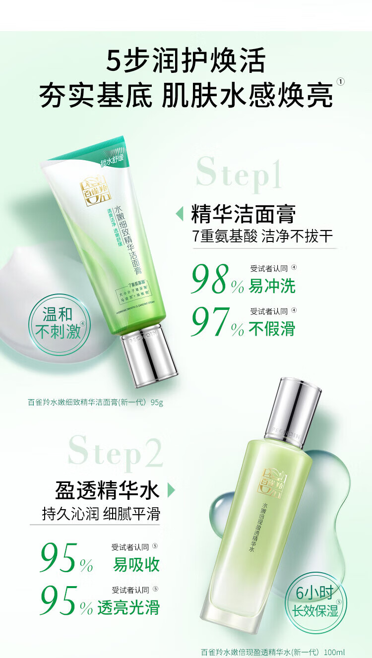 百雀羚水乳 水嫩倍现水乳护肤品套装女精华补水保湿滋润水乳圣诞礼物 水嫩倍现盈透水乳两件套