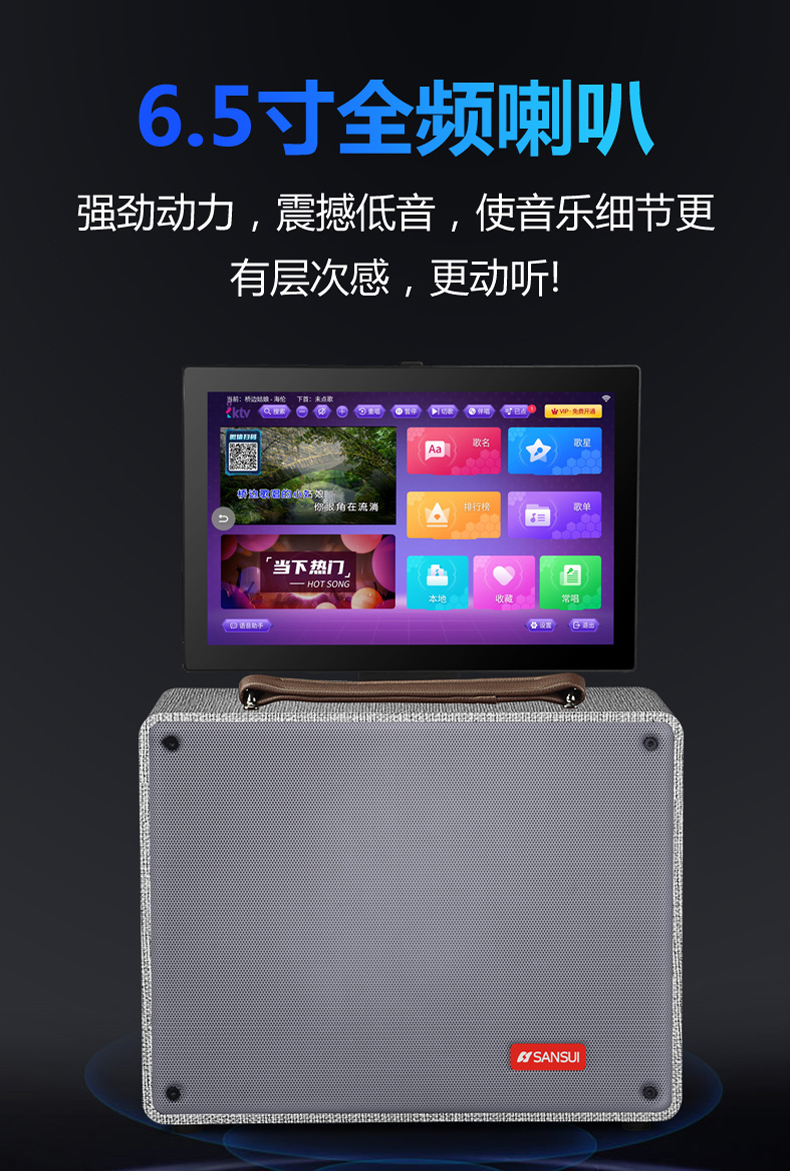 山水广场舞音响带显示屏家用ktv套装户外k歌视频音箱一体机带话筒x2