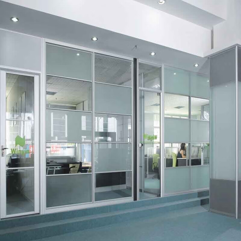 高隔断玻璃墙隔房间活动铝合金玻璃墙 100款双层5mm玻璃透亮内置百叶