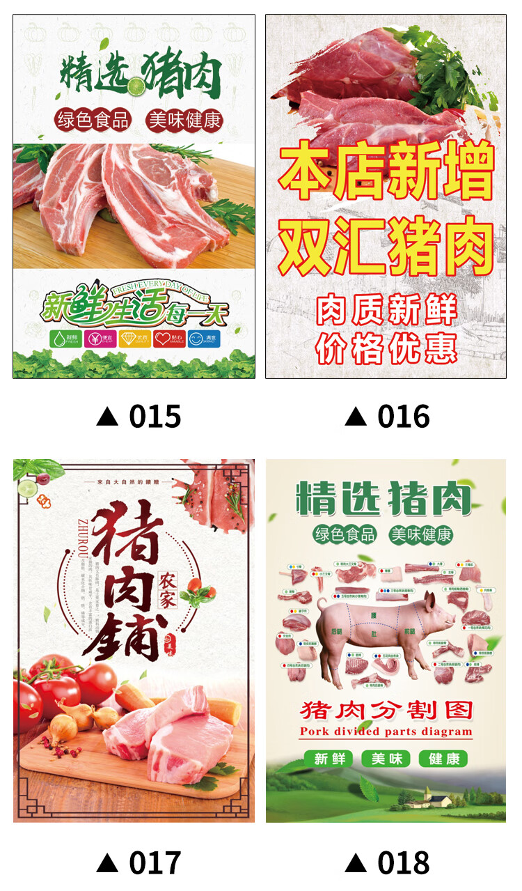 生鲜店海报广告贴纸鲜肉猪肉分割图商场超市冷鲜肉牛肉羊肉鸡肉宣传