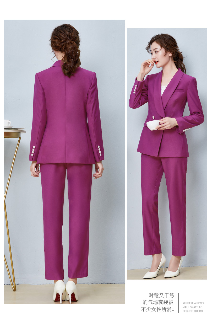 玫红(长袖  品牌: 坊戚 商品名称:女生女士高级白领高端气质职业套装