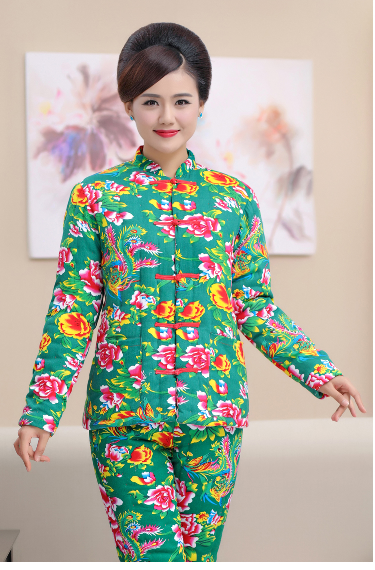 《秋冬穿的》手工棉衣纯棉花棉袄女秋冬季加厚保暖棉服东北大花布民族