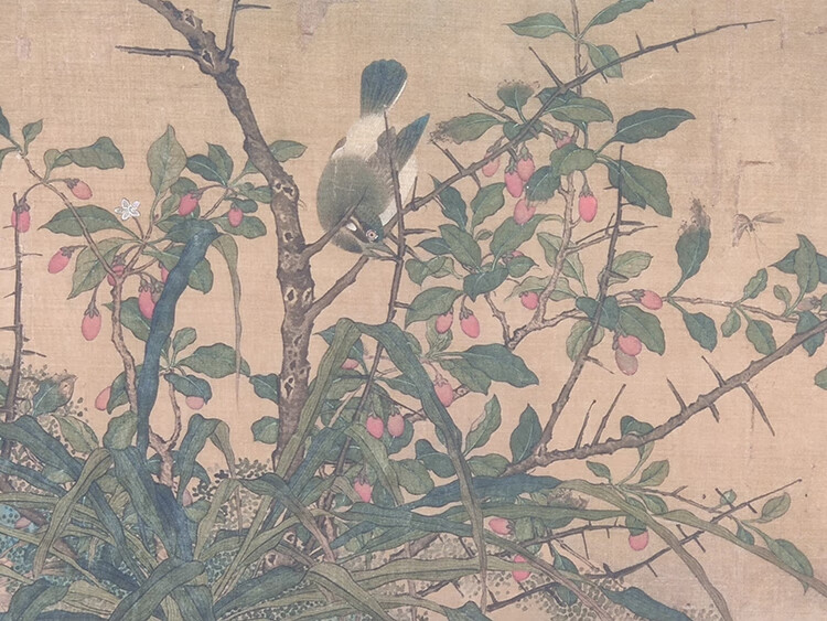 名画复制品钱选花鸟图卷工笔画花鸟画画国画艺术微喷临摹装饰画 原装