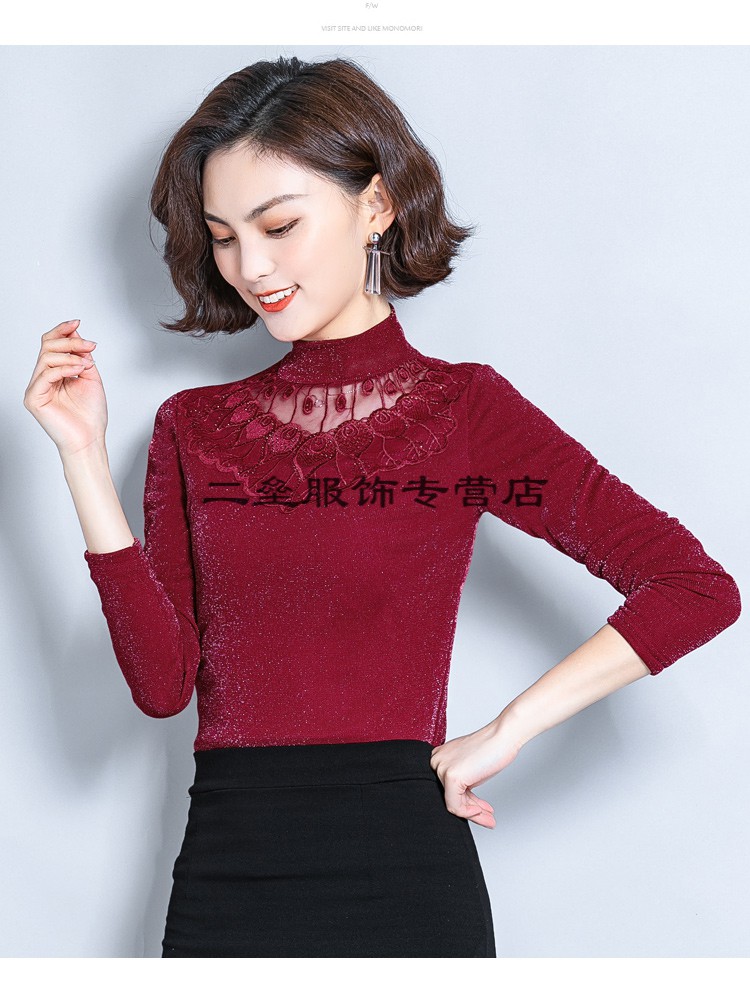 新款大码保暖内衣女加厚加绒冬季女士外穿秋衣防寒高领蕾丝打底衫上