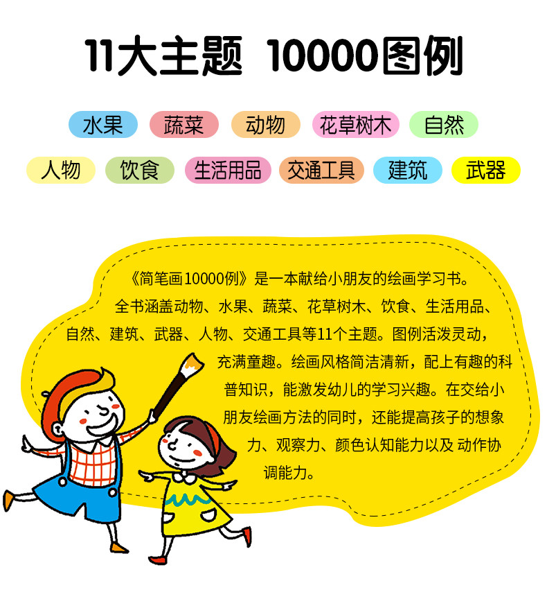 简笔画大全10000例 幼儿园绘画素10000例绘画笔画书籍涂鸦材 宝宝绘画启蒙涂色书 儿童涂鸦书籍 零基础学画画 简笔画10000例详情图片3