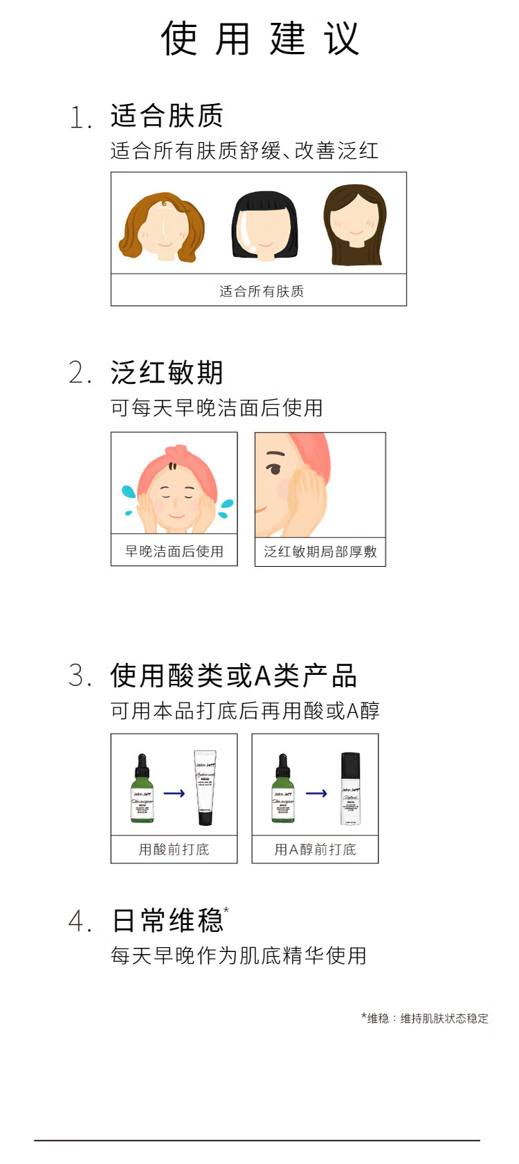 John Jeff油橄榄面部精华液舒缓肌肤改善泛红控油男女学生护肤品情人节礼物 第三代油橄榄30mL（痘肌版）