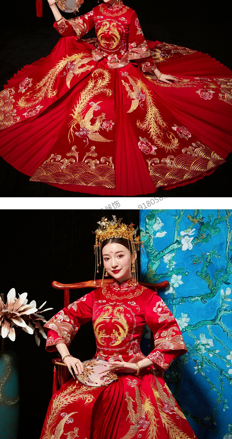 抖音同款秀禾服新娘2019新款结婚礼服秀和中式婚纱古装嫁衣春夏季 大