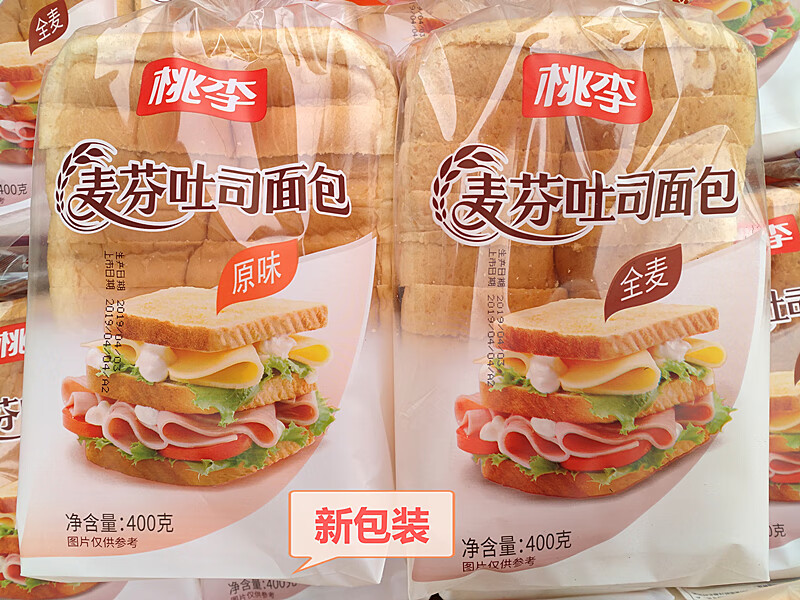 桃李麦芬吐司原味小麦面包切片面包400g营养早餐软面包多省顺丰发货4