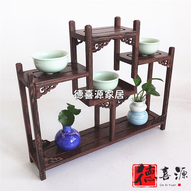 【品牌家具】工艺品小博古架实木多宝阁底座紫砂壶架茶壶托木摆件储物