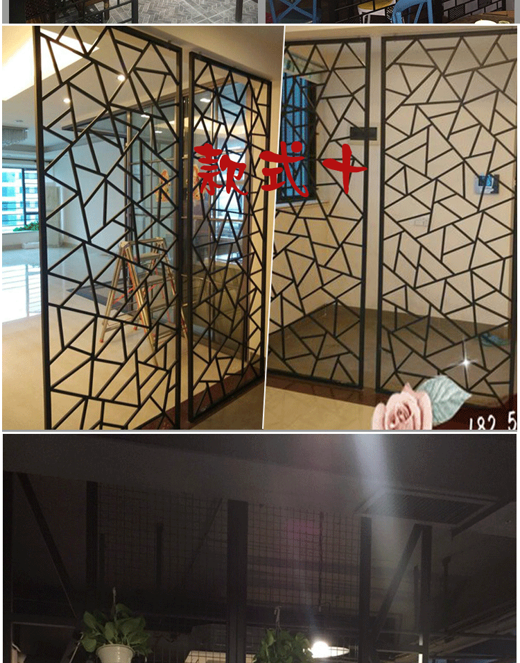铁艺隔断客厅玄关办公室餐厅镂空屏风工业风铁丝网格墙面吊顶装饰
