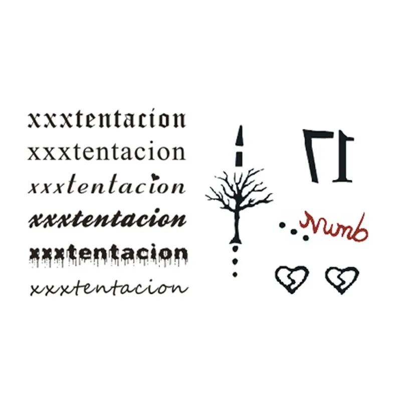 旗舰自营xxxtentacion纹身致敬xxxtentacion纹身贴脸上树枝爱心字母