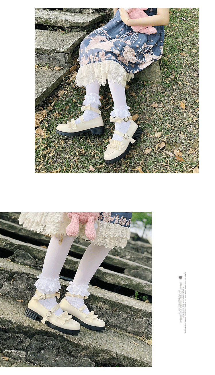 日系lolita洛丽塔学生软妹鞋梅露露低跟jk制服花边小皮鞋lo少女 黑色