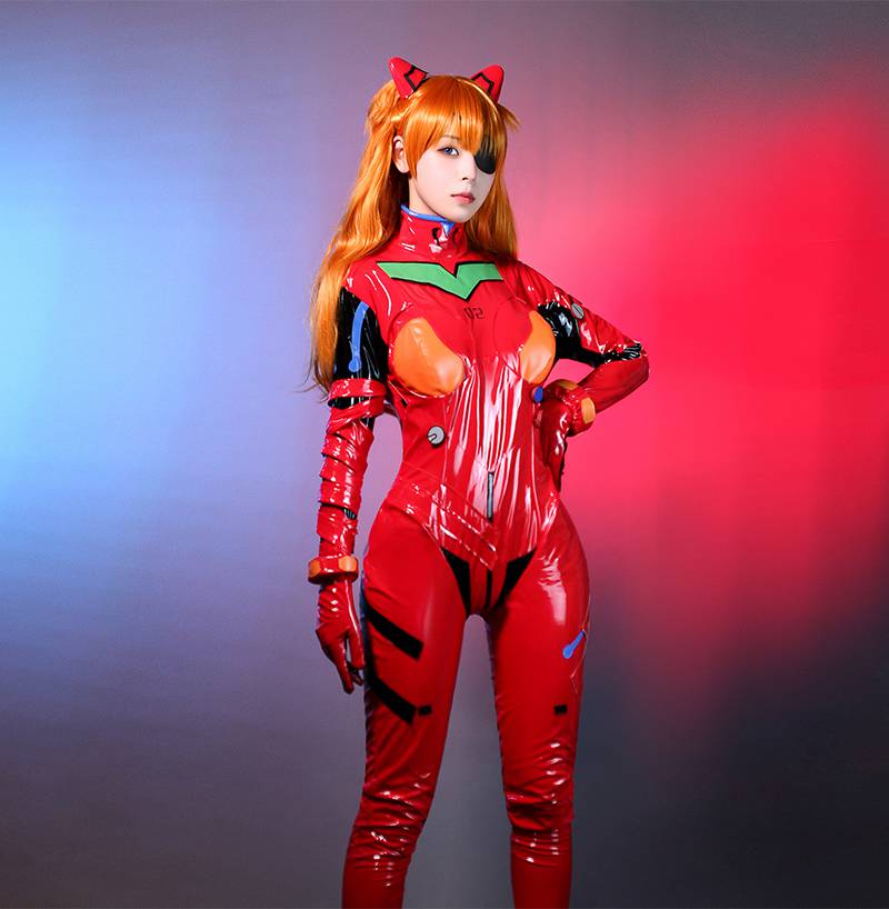 胶衣cos新世纪福音战士明日香cos服连体胶衣cosplay战斗服女紧身皮衣