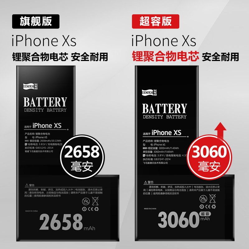 飞毛腿苹果x电池iphone7电池苹果88p换xr手机66s6plus6splusxsm超高