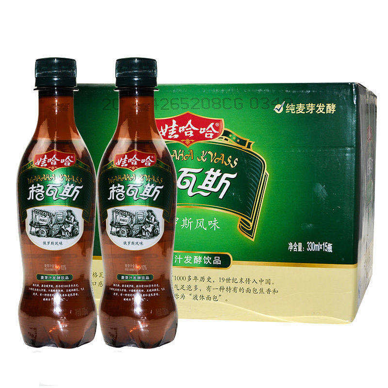 娃哈哈格瓦斯碳酸饮料330ml600ml瓶整箱麦芽汁俄罗斯风味格瓦斯600ml6