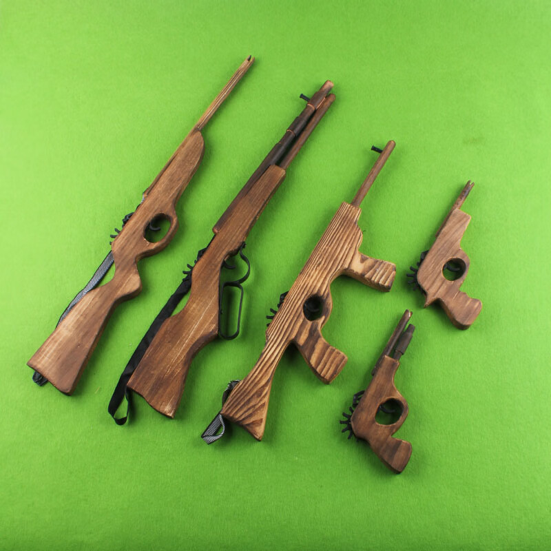 木制连发打皮筋表演道具木枪怀旧传统玩具木枪儿童玩具枪 24号 100条