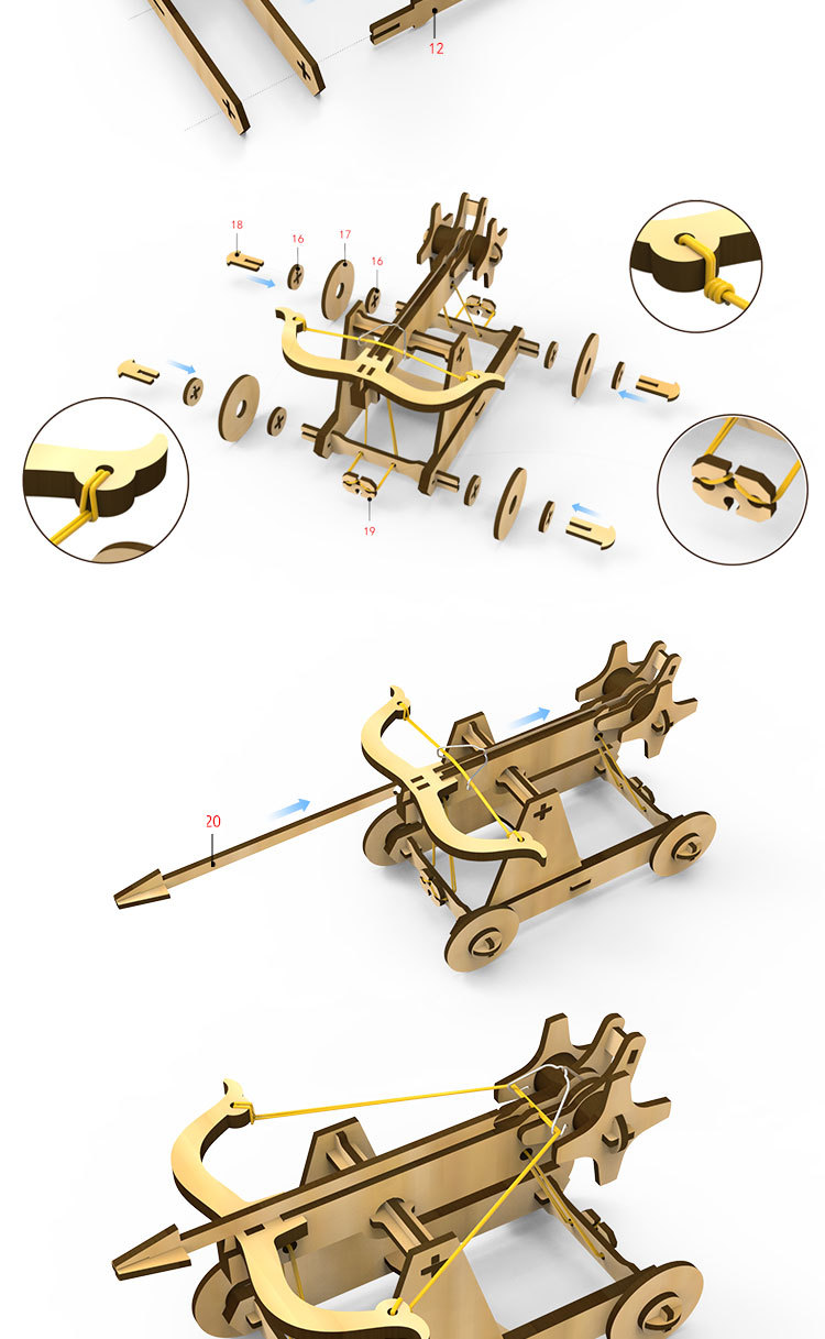 迷铭乐科学小制作投石机儿童科技小制作投石机模型拼装小学科学发明