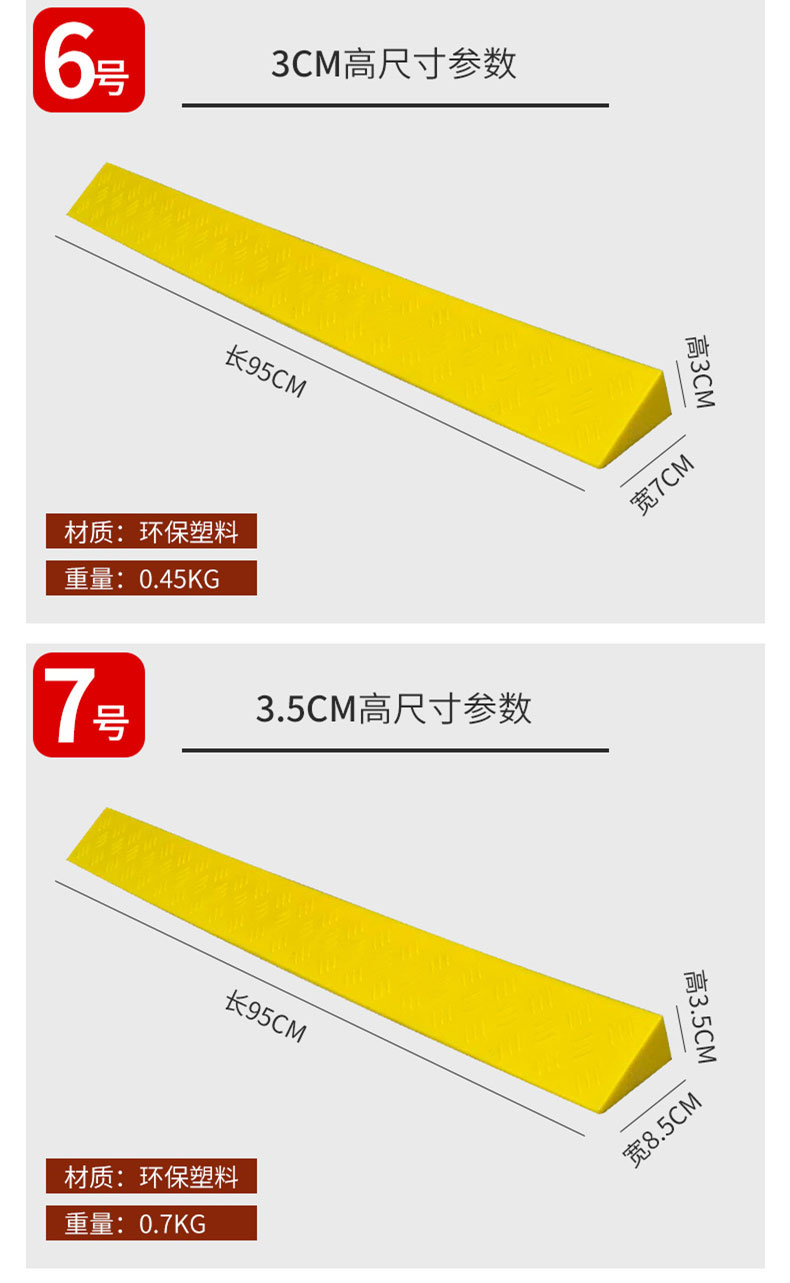 门槛防绊脚门坎垫斜坡垫防绊倒家用室内坡道摩托车上车斜坡板 高3.