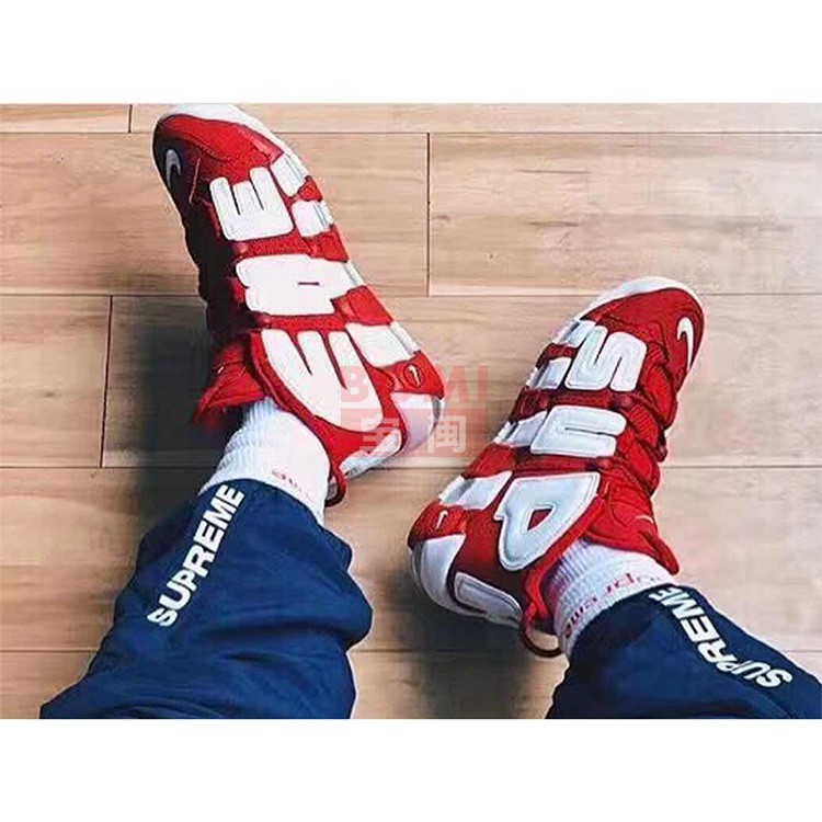 皮蓬supreme联名,supreme联名 nike air more uptempo 大air 皮蓬 superme 红色 金色 921948-002