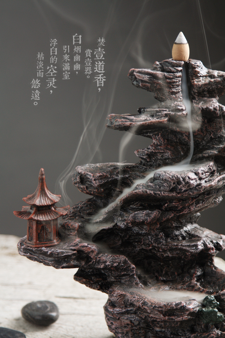 朽物 新款高山流水塔香倒流香炉炉仿古茶道熏香炉摆件陶瓷禅意香具