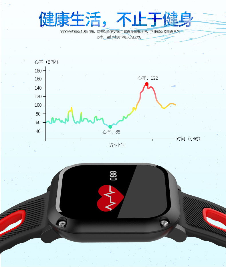深度防水真计步手环卡路里心率血压大彩屏DB