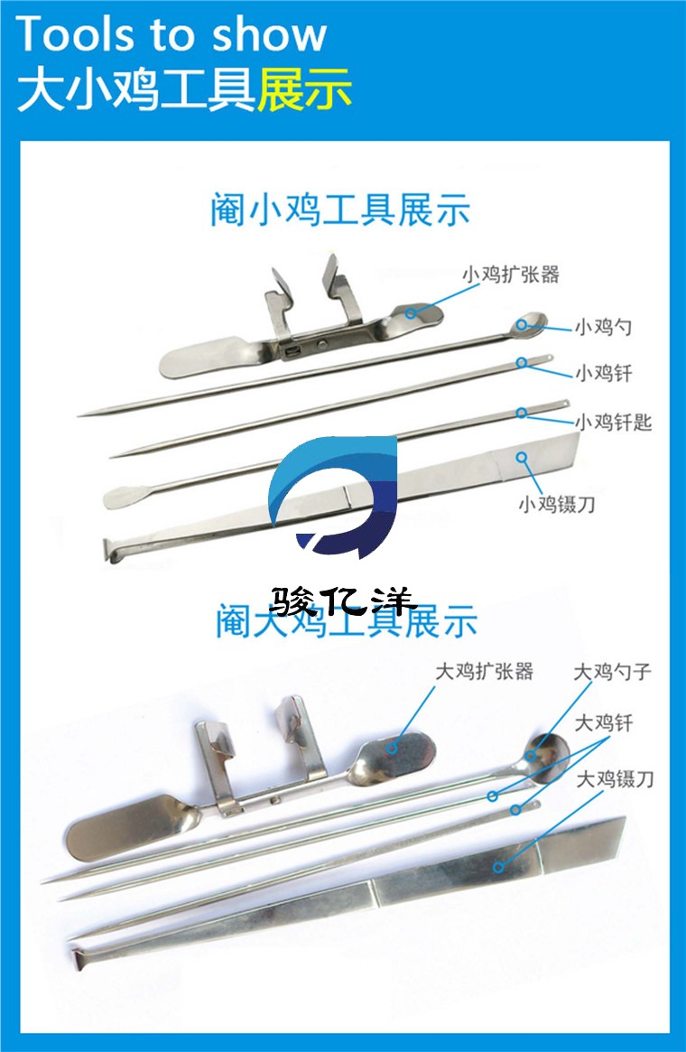 欧斯若 不锈钢阉鸡工具全套大鸡小鸡阉割刀公鸡阉割工具阉鸡刀阉割器