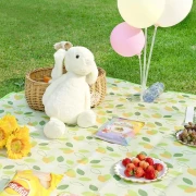 SIVIRLF spring outing picnic mat field picnic dustproof portable waterproof thickened picnic mat lawn cloth moisture-proof mat yellow and white grid 2*2M